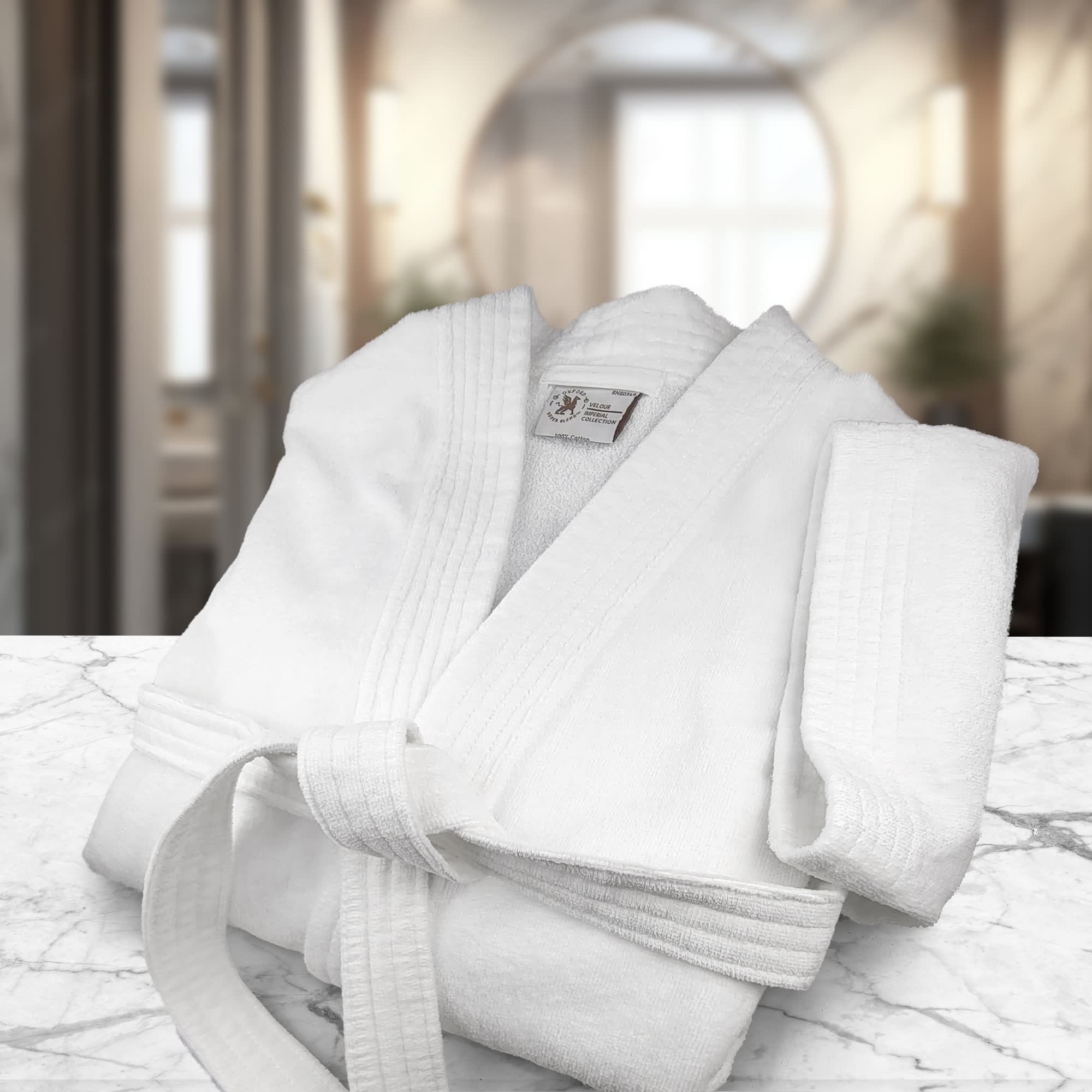 GuestSupply US | Oxford Superblend Velour Kimono Style Bathrobe